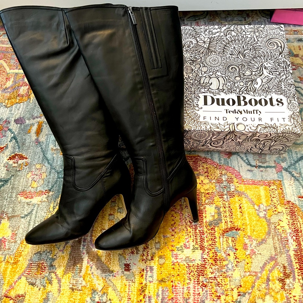 ♥️ Wide Calf Knee High Black Leather Boots